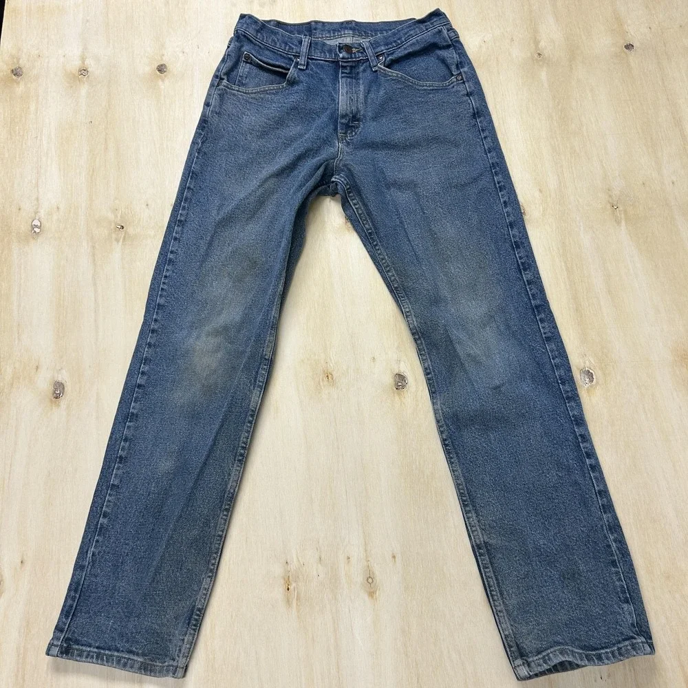 Wrangler Jeans‎ Mens 30x32 Medium Wash Blue Denim Straight Stretch 1097FXVMD